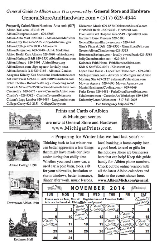 General Guide to  Albion Michigan August 2014