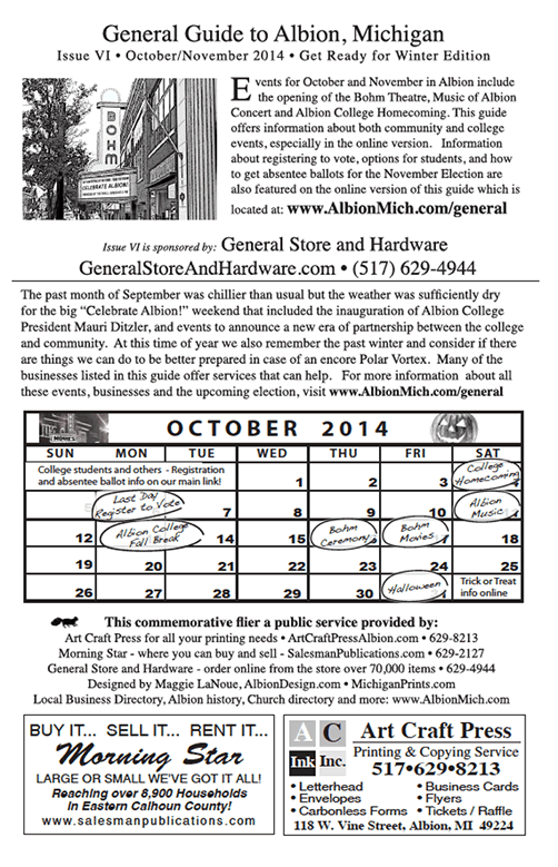 General Guide to Albion Michigan September 2014
